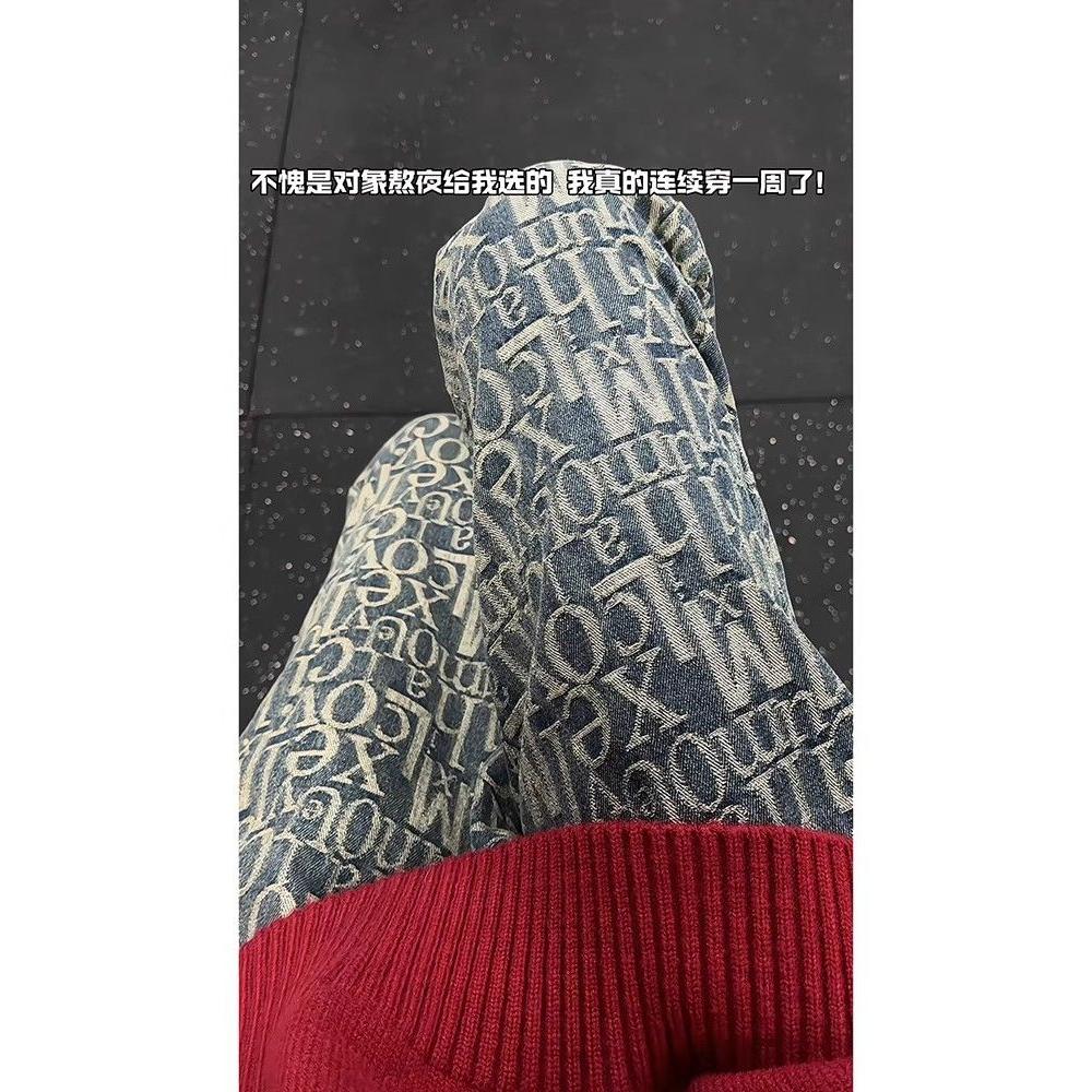 1506/QT12620/P47春秋新款满印提花美式高街痞帅微喇叭长裤1,男装休闲裤,星座1506
