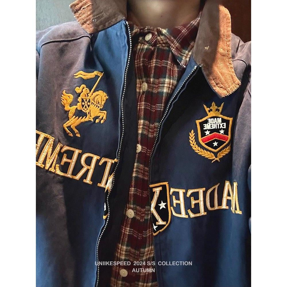 1506/Q73080/P72秋季复古学院刺绣短款夹克男士宽松撞色外套潮1,男装夹克,星座1506