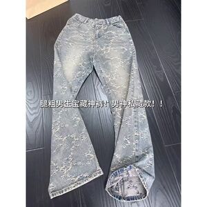 1506/QA0510/P49潮男夏季新款2025牛仔裤潮高街潮流痞帅长裤图片
