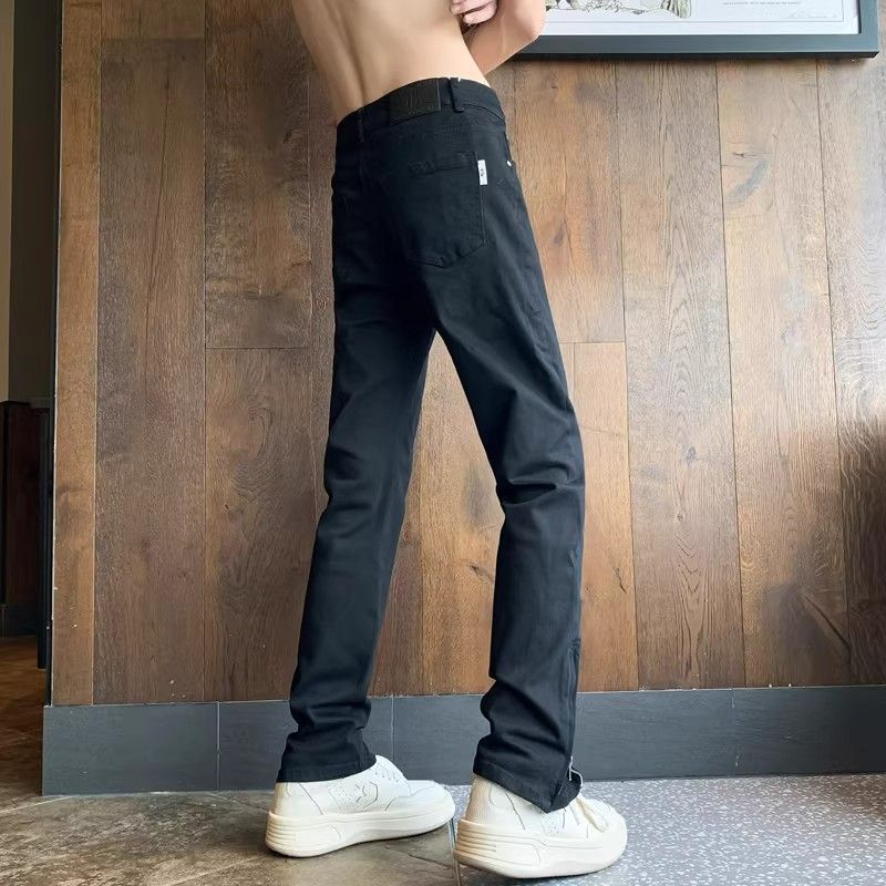 1506/Q3250/P37侧边拉链牛仔裤男设计感小众修身微喇裤1,男装牛仔裤,星座1506