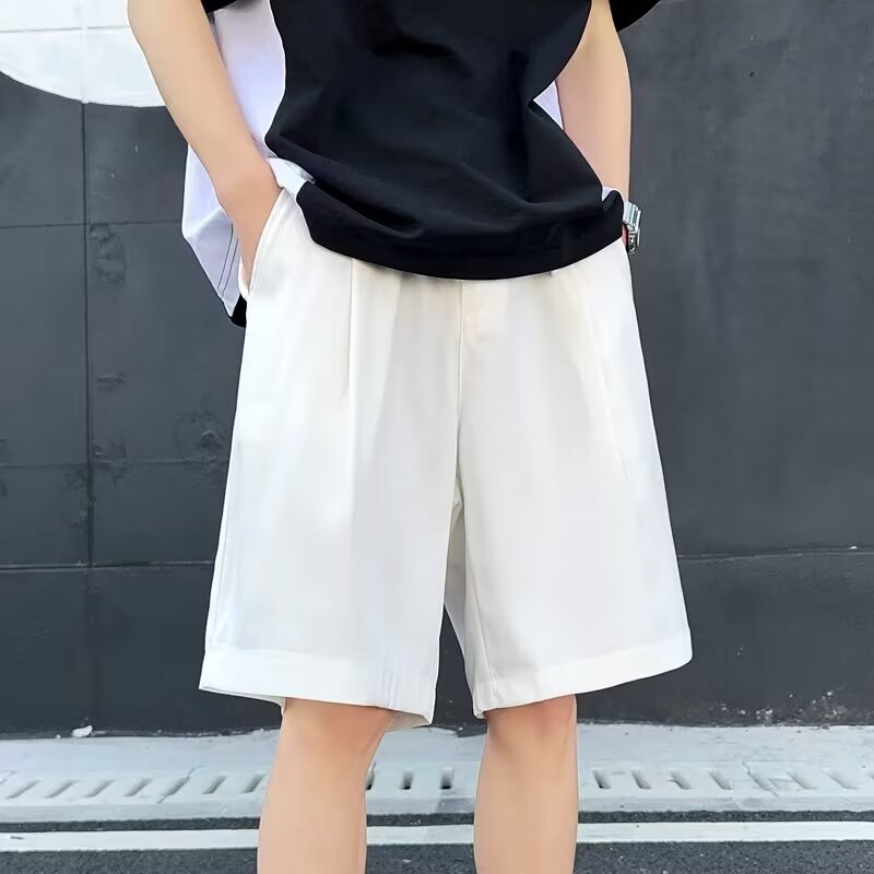 1506/QD10710/P36后松紧高腰显瘦阔腿男女纯色气质短裤休闲裤图片