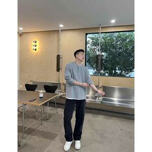1506/QT4130/P36卫衣男肌理感长袖t恤法式亨利领半开扣POLO衫潮1图片