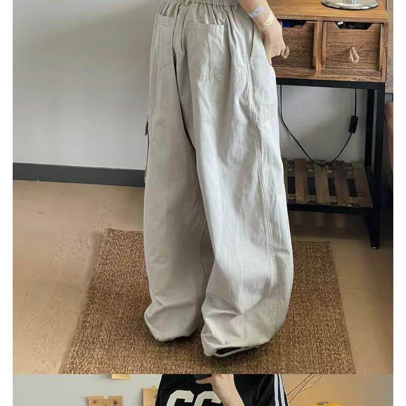 1506/QG1280/P57多口袋工装裤男古着阔腿休闲裤直筒拖地垂感长裤,男装工装外套,星座1506