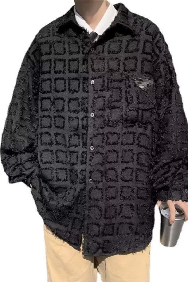 1506/QC2220/P4流苏格纹长袖衬衫秋冬季潮流高级感男士外套2,男装衬衫,星座1506