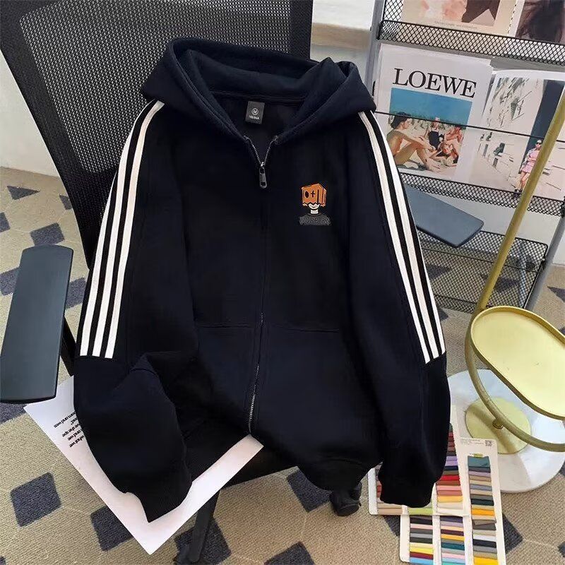 1506/QRL6760/P57卫衣男连帽春秋季港风宽松潮牌印花百搭外套2,女装短外套,星座1506