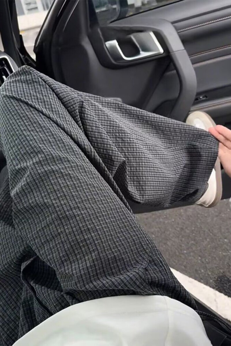 1506/QG390/P44格子西裤男款秋季潮流直筒裤阔腿休闲裤子,男装西裤,星座1506