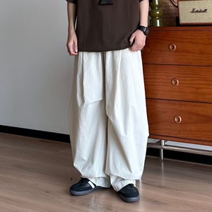 1506/Q335/P47宽松休闲裤男百搭裤子夏季薄款坠感阔腿拖地长裤图片
