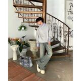 1506/QY66240/P49潮牌港风拼色长袖Polo衫男刺绣宽松半拉链卫衣潮，男装Polo衫，星座1506