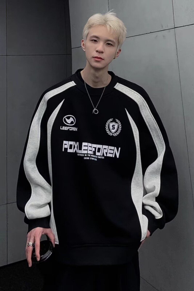1506/QW010/P41美式复古拼色卫衣男秋圆领机车风休闲上衣服,男装工装外套,星座1506