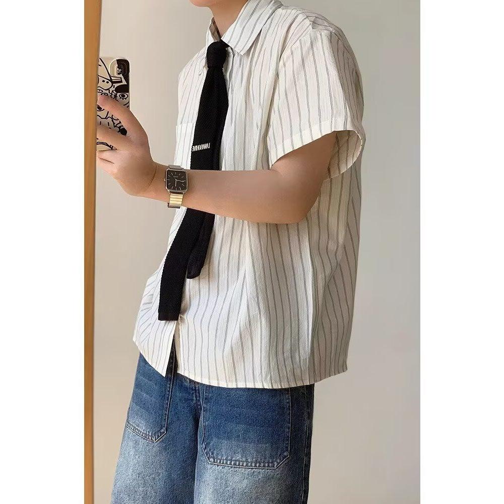 1506/QC1630/P35复古衬衫男夏装港风学生趣味新款男装上衣外穿,男装衬衫,星座1506