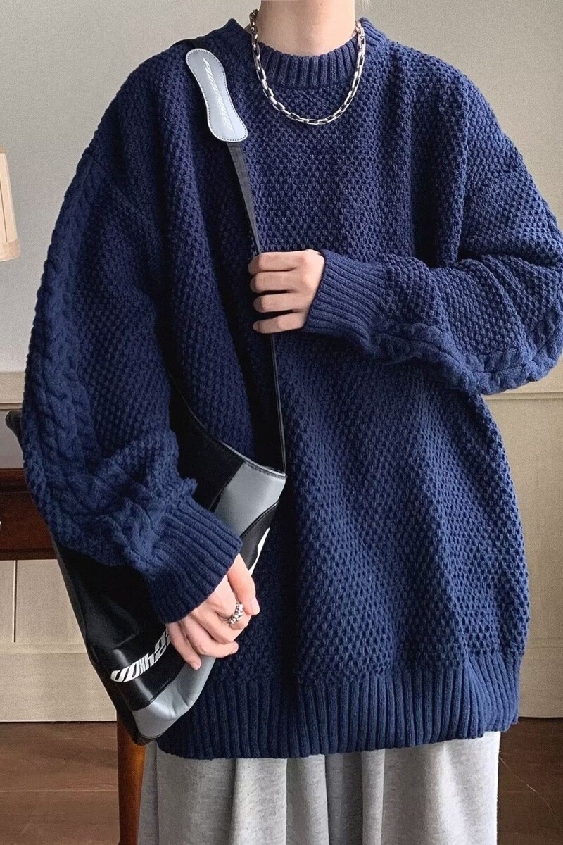 1506/QRXMY72030/P53秋冬毛衣男华夫格毛衣纯色针织衫冬季外套,男装针织衫/毛衣,星座1506