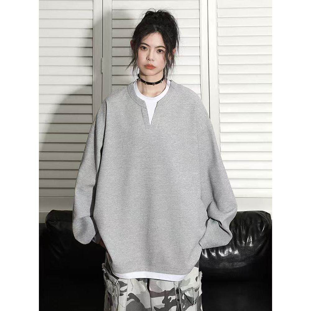 1506/Q2010/P44新款穿搭潮牌肌理感假两件美式长袖T恤，男装T恤，星座1506