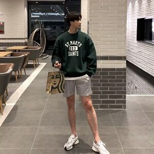 1506/QK242加绒0/P28印花秋冬卫衣男春秋季韩版新款圆领宽松上衣图片