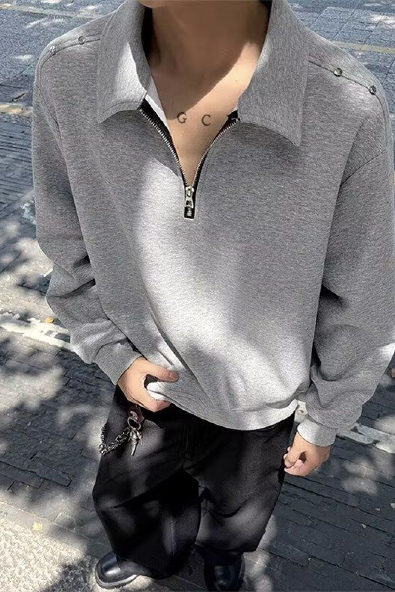 1506/Q42230/P45Polo衫男刺绣字母美式复古宽松半拉链卫衣潮，男装Polo衫，星座1506