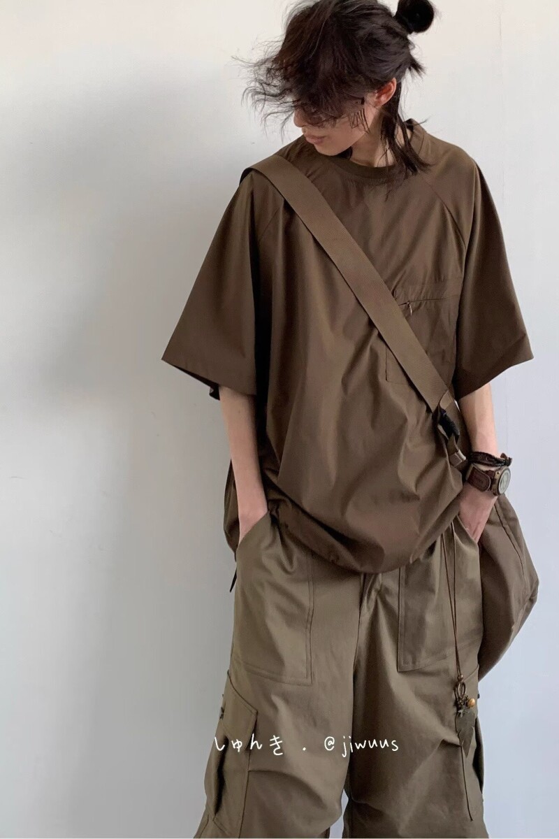 1506/Q328/P41夏季日系基础款纯色短袖T恤男女宽松五分袖上衣潮牌,男装T恤,星座1506