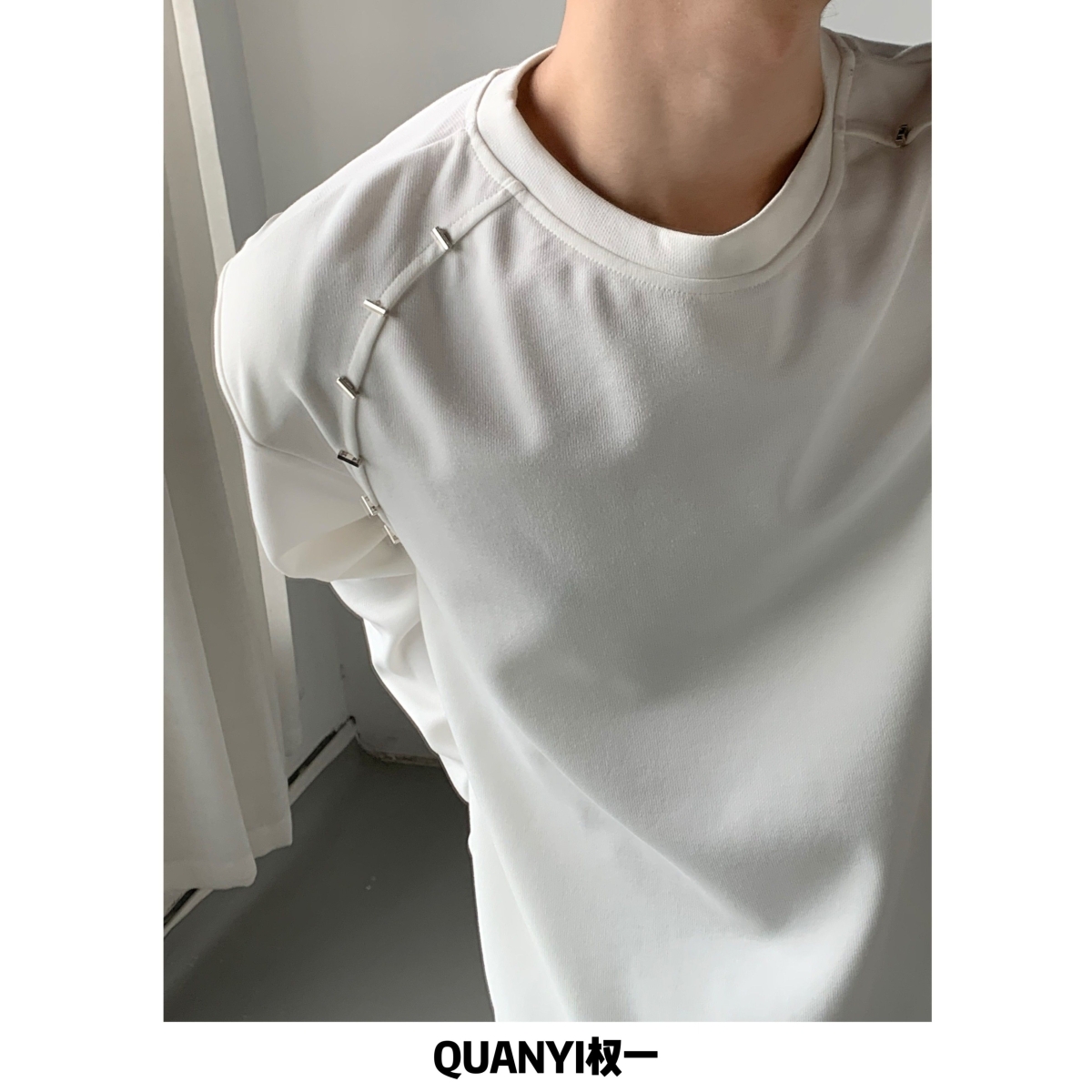 1506/Q42270/P47新疆长绒棉净色短袖男拼接小打枣刺绣插肩袖，男装T恤，星座1506