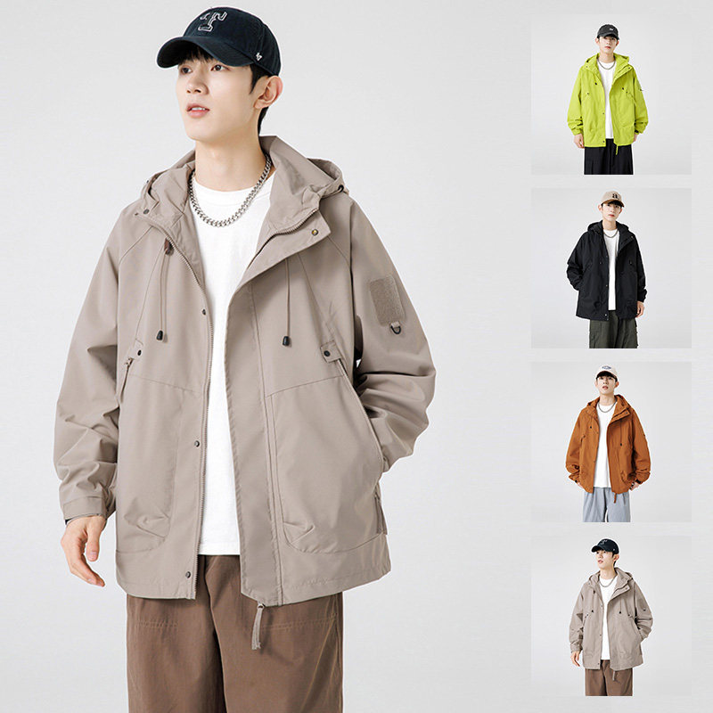 1506/J90/P40情侣户外三防连帽冲锋衣宽松工装夹克冲锋衣情侣,男装夹克,星座1506