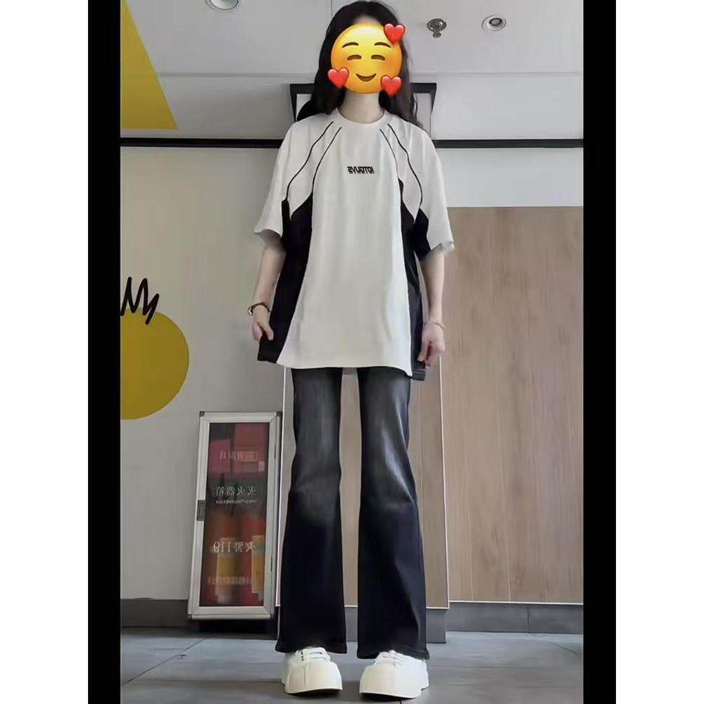 1506/Q1550/P44高街oversize拼接短袖t恤男女夏季潮牌小众半袖,男装T恤,星座1506