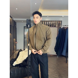 1506/QW50540/P66春秋季新款美式机车服宽松立领外套3图片