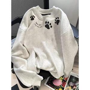 1506/QH600/P36印花秋冬卫衣男春秋季韩版新款圆领宽松上衣1图片