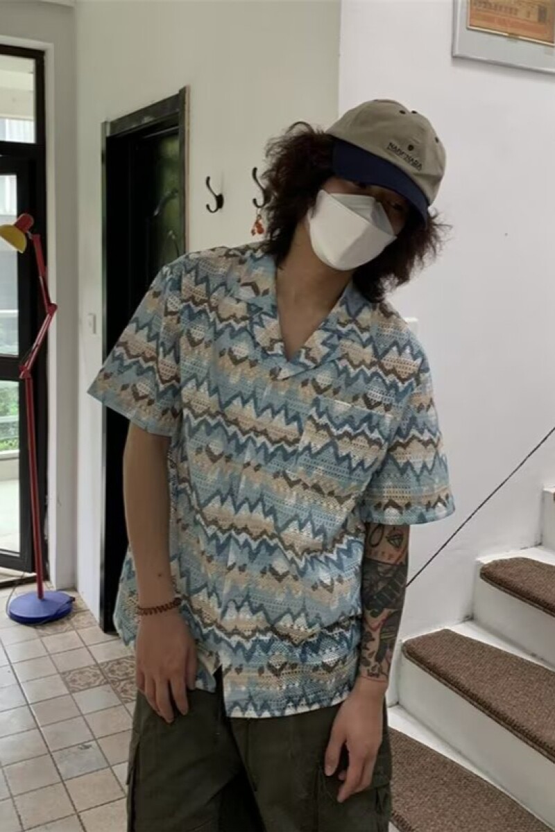 1506/QC1520/P46复古衬衫男夏装学生宽松新款男装上衣外穿1,男装衬衫,星座1506