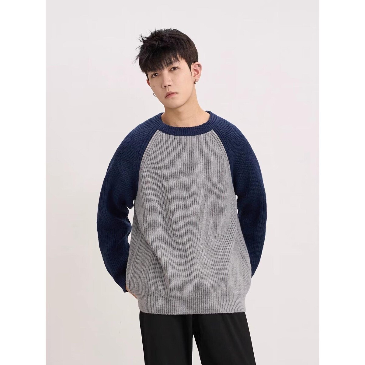 1506/QY18250/P46男女冬季宽松圆领套头针织衫日系情侣打底线衣1,男装T恤,星座1506