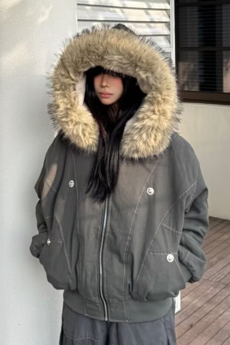 1506/Q86170/P90情侣派克服短款羽绒棉服仿兔毛大毛领连帽男棉衣2,男装棉衣,星座1506