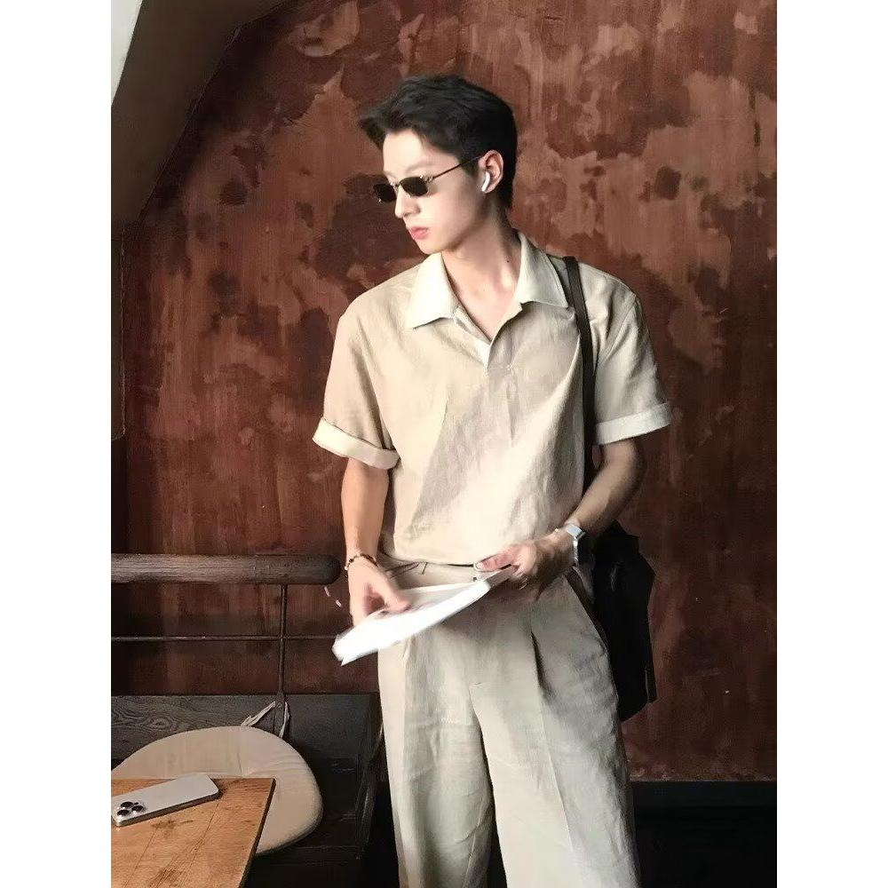 1506/Q325/P37半拉链翻领针织衫男弹力短袖卫衣丝光棉冰丝t恤,男装T恤,星座1506