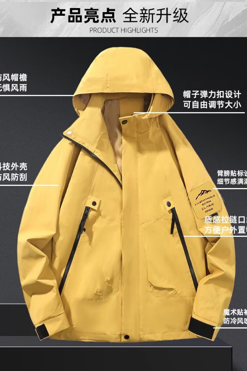 1506/Q25180/P49防风防水耐磨连帽保暖夹克男女同款百搭外套，男装夹克，星座1506