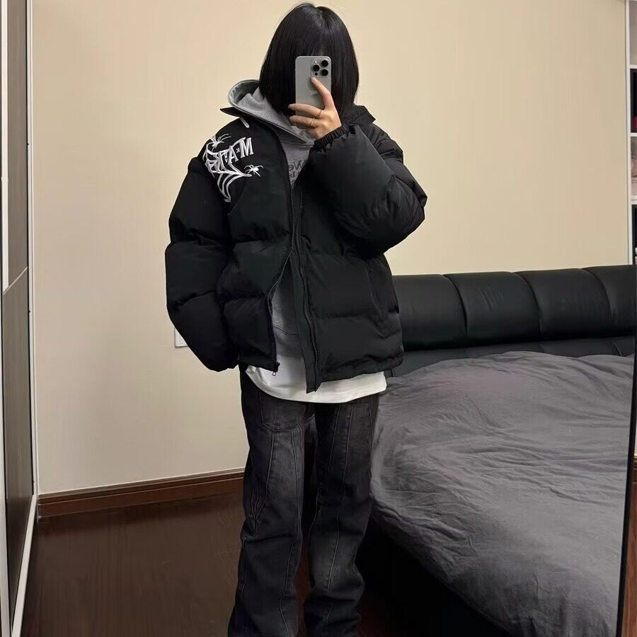 1506/Q88310/P72原创美式蜘蛛网刺绣秋冬夹棉男女宽松潮流外套2图片