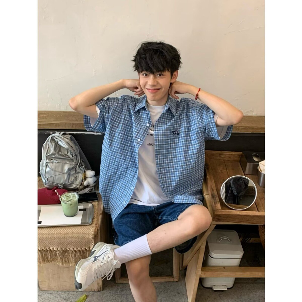 1506/QC1300/P39复古衬衫男夏装港风学生宽松小众男装上衣外穿,男装衬衫,星座1506