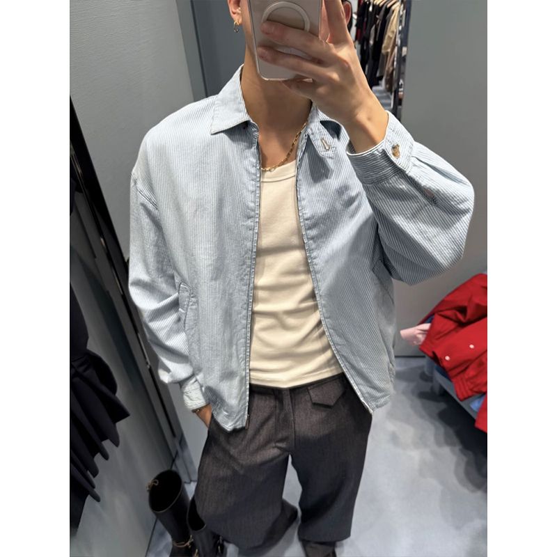 1506/QPX960070/P62蓝色2025年设计感慵懒风嘻哈痞帅潮流男夹克,男装夹克,星座1506