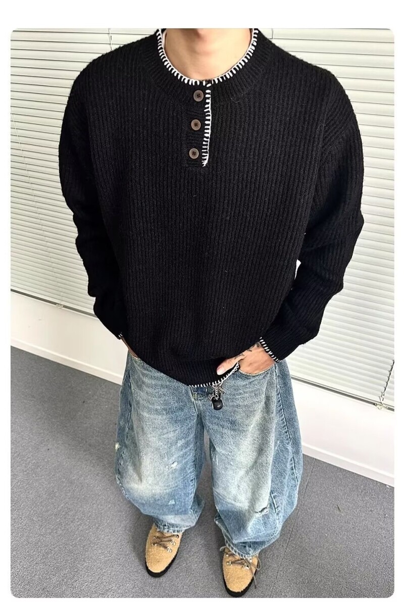1506/M2231/P54美式复古休闲慵懒风V领针织衫男纯色外套2,男装针织衫/毛衣,星座1506