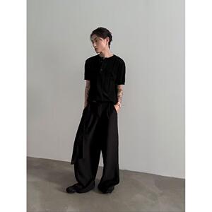 1506/QM8160/P43短袖t恤男潮牌夏季宽松五分袖潮流上衣图片