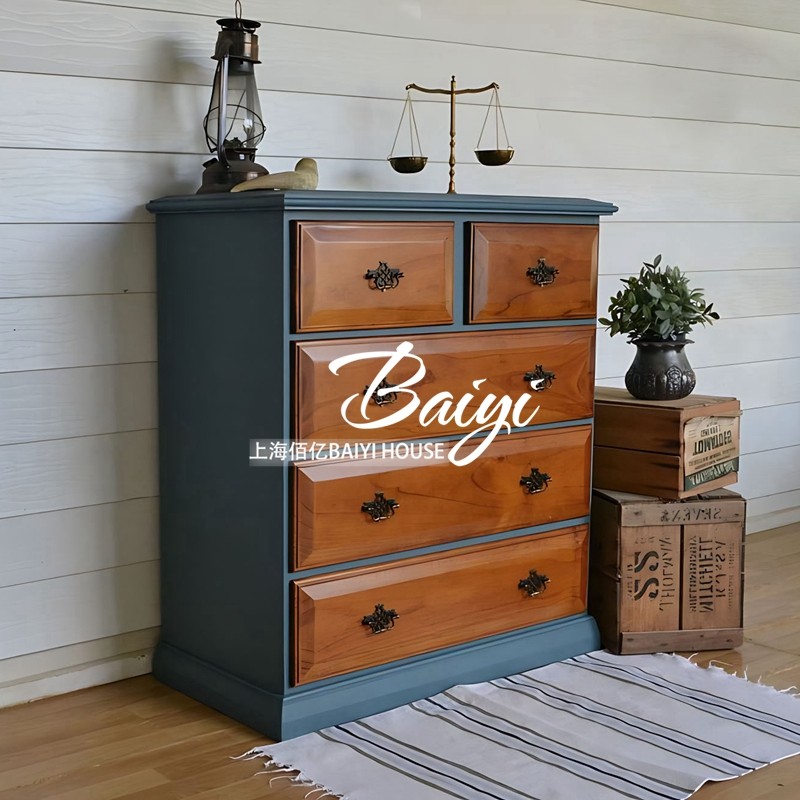 美式乡村复古风实木斗柜法式仿古南洋风抽屉式收纳储物柜置物高柜