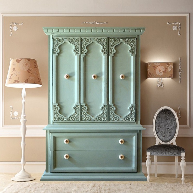 法式复古衣柜欧式美式乡村实木雕刻三门衣橱别墅主卧家用储物柜