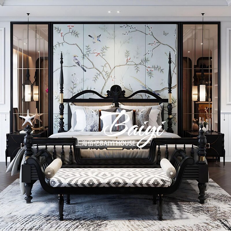 法式复古实木床高级感1.8米主卧双人床美式欧式雕刻宫廷风公主床,住宅家具,实木床,淘宝优惠券,粉丝福利购,淘宝优惠卷