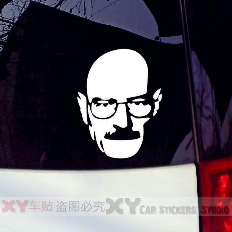 xy車贴 经典美剧人物 个性汽车贴纸  绝命毒师头像 后档玻璃贴
