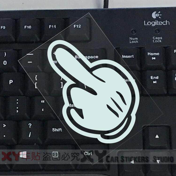 xy車贴 jdm潮贴纸汽车贴纸 卡通竖中指车贴 反光贴