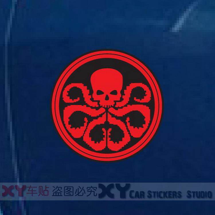 XY車贴 个性趣味汽车反光贴纸 神盾局 车贴 恶魔骷髅头贴花装饰贴