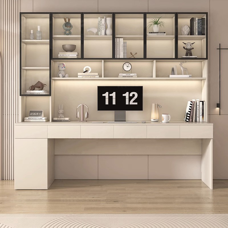 实木生态板书桌书柜一体桌组合简约书柜儿童学习写字桌电脑办公桌