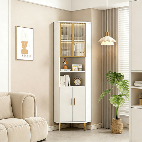 现代简约玻璃门金属脚转角角柜