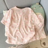 短裤 纯棉短袖 宿舍甜美小香风家居服两件套 睡衣女春秋季 2025年新款