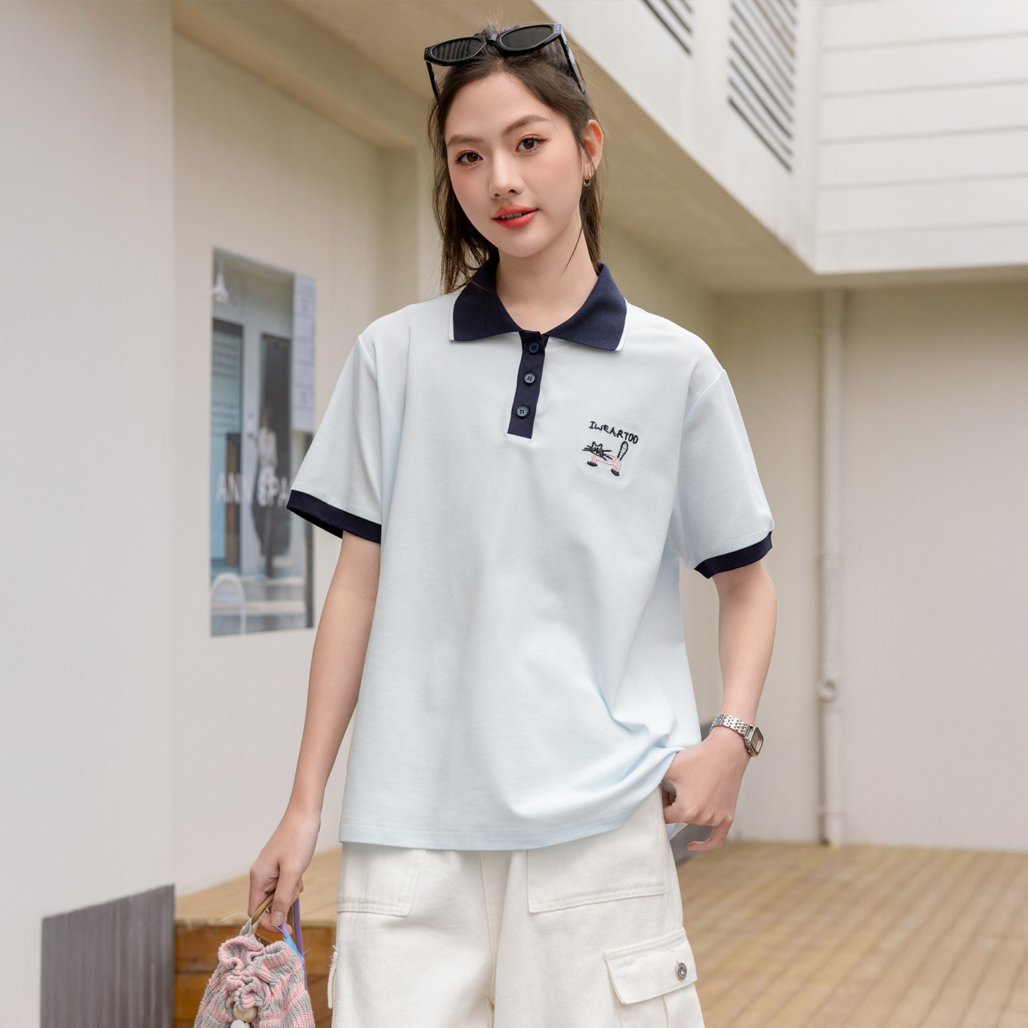 莱赛尔女童夏薄款短袖polo衫骄骄虎2026新款初中生半袖上衣9157