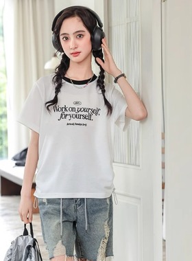 骄骄虎女童短袖t恤2025夏季新款女大童初中生高中生女孩上衣7151