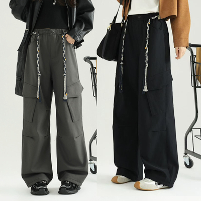 骄骄虎女童加绒裤2025冬新款一体绒工装裤初中生休闲裤直筒裤7456