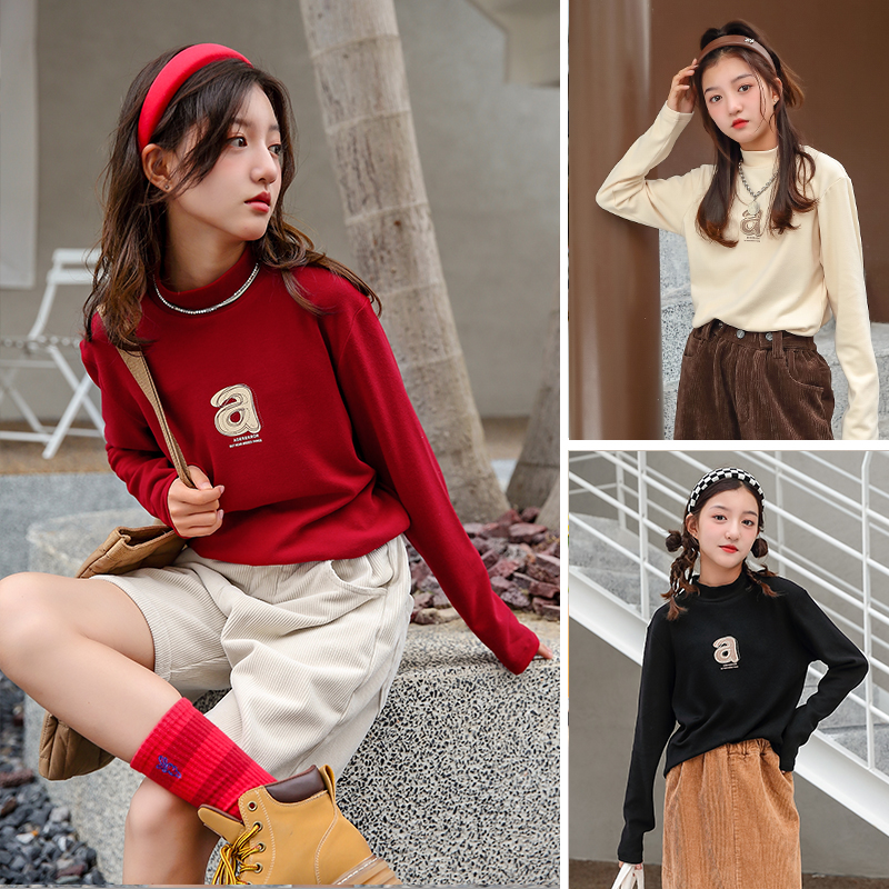 骄骄虎女大童半高领打底衫德绒