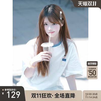 【张云雷同款】bosie伯喜趣味水瓶绣花短袖T恤男夏新款宽松圆领女