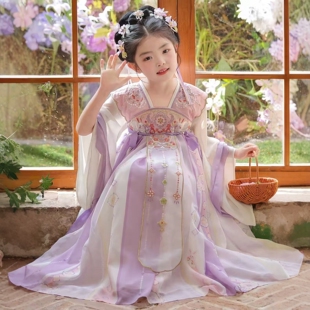 女童汉服2026新款儿童春秋古风小女孩超仙公主裙中国风紫色连衣裙