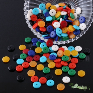 2*10MM亚克力仿翡翠车轮扁珠 隔珠文玩金刚星月菩提配饰搭配珠子